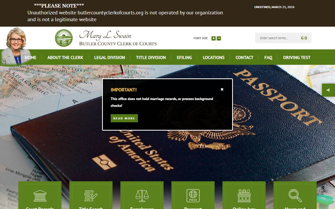 Butler County Clerk of Courts dissolution of marriage records portal