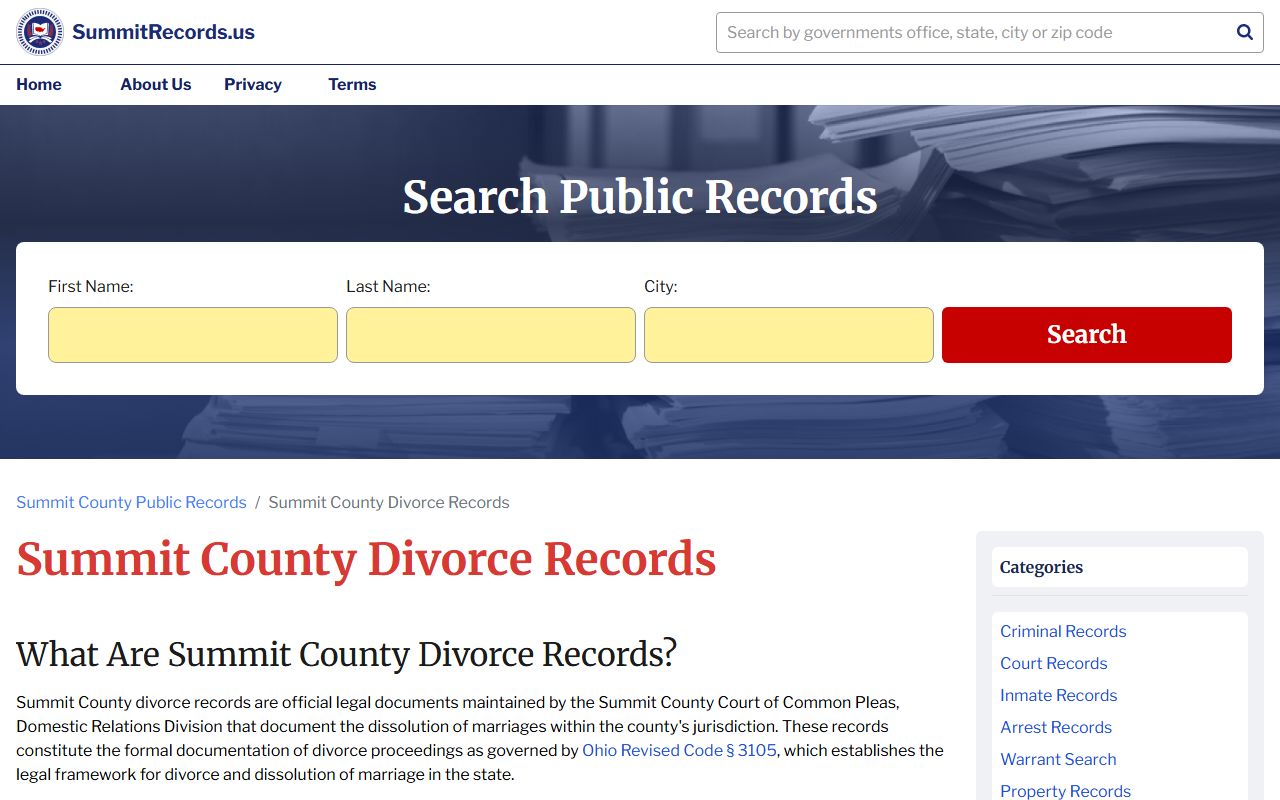 Perry County Ohio dissolution of marriage records search