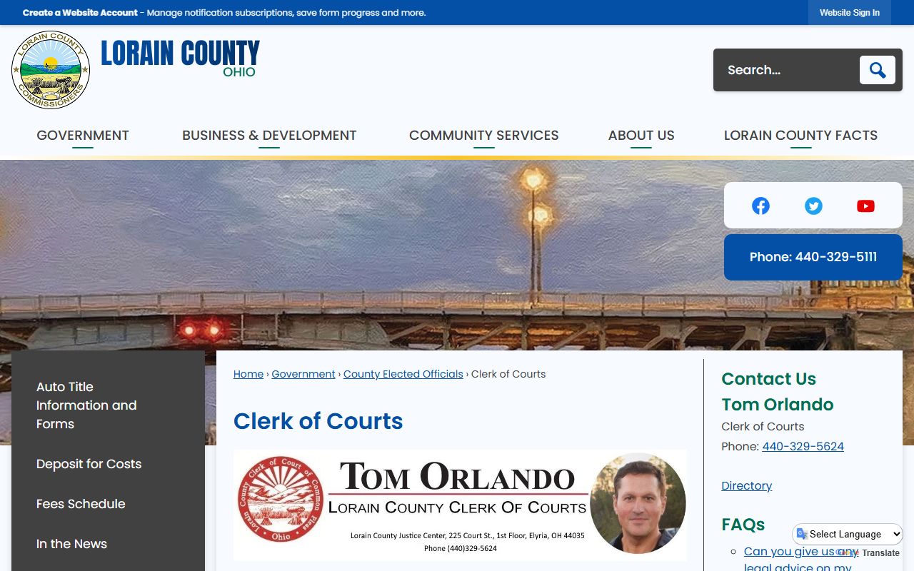 Lorain County Ohio dissolution of marriage records clerk of courts website